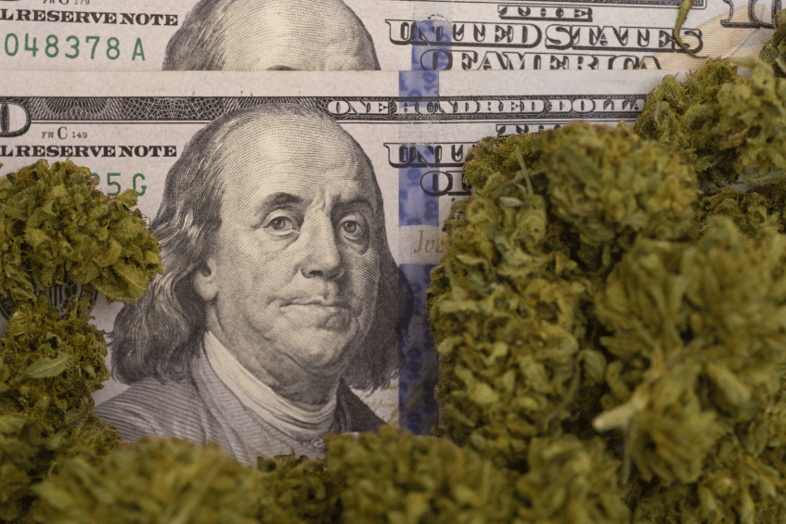 cannabis on top of money 