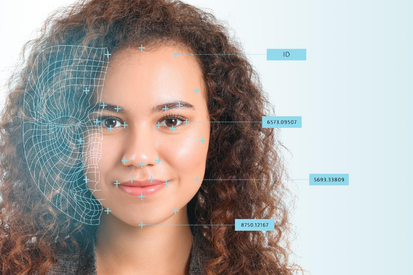 Woman with facial recognition